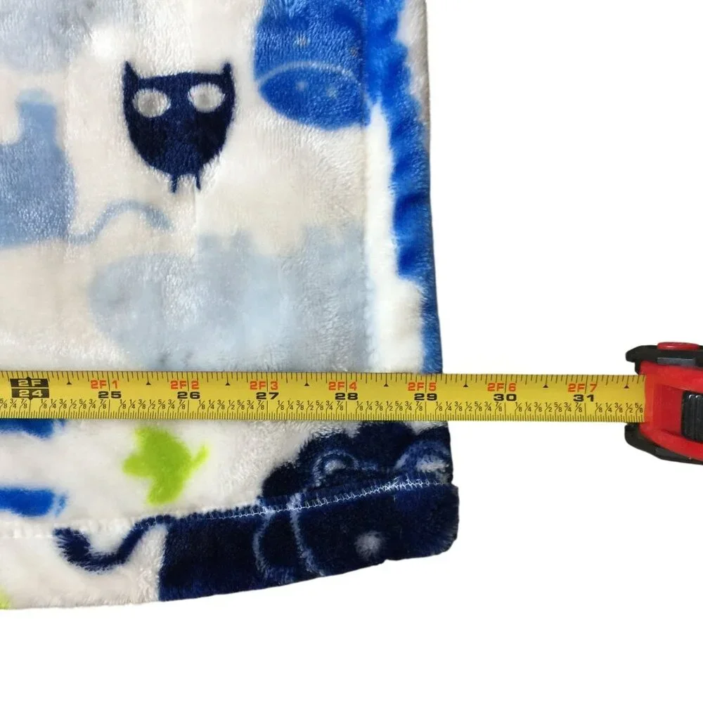 Baby Starters Baby Blanket Blue Green Giraffe Elephant Lion Jungle Safari‎ Print